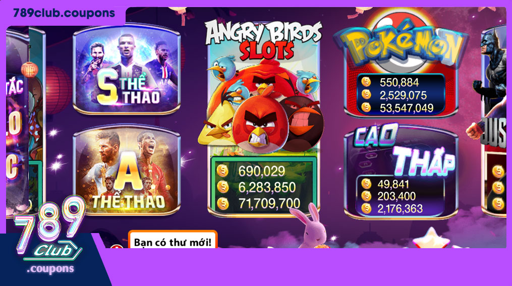 Giao diện trò chơi slot trên 789Club với nhiều loại trò chơi đa dạng